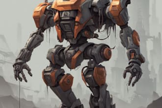 create robot and mech concept art for you