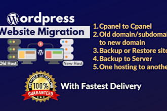 backup, migrate, transfer wordpress website within 12 hours