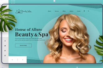 design beauty website, spa website, salon website, hair extension, beauty salon