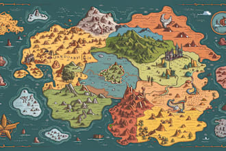 make a high quality fantasy map illustration