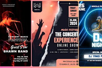 design dj night, music concert and bday party poster flyer