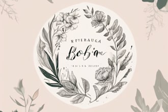 design boho hand drawn botanical feminine logo