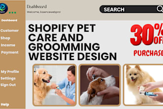 design pet grooming shopify store pet care website