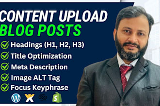 upload content blog posts articles on wordpress, wix, squarespace and shopify