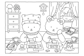 create cute line art drawing for coloring book pages