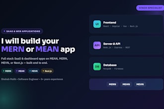 develop web applications using mean mern mevn or nextjs