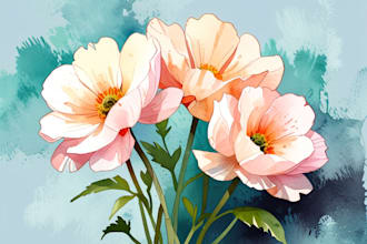 paint digital watercolor illustration of flowers