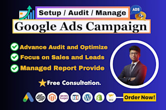 audit, setup and manage google ads search ads PPC campaign SEM specialist