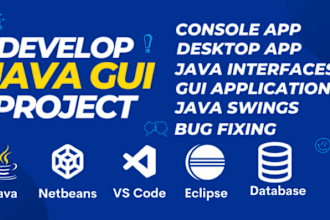 develop java, javafx, java swing, and console based applications