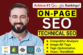 do onpage optimization and technical SEO for wordpress, wix, shopify, webflow