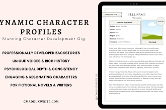 write the most dynamic character profile for your novel