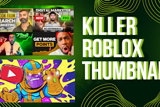 do killer roblox thumbnail, gaming thumbnail design for you