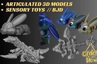 sculpt 3d articulated model 3d bjd doll 3d flexi toys pets stl for 3d printing