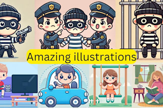 design cute unique flat vector illustration and clip art for character