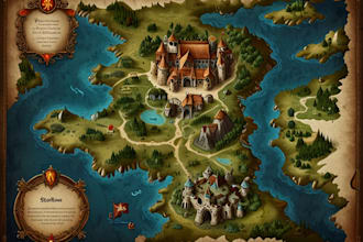 design a beautiful fantasy map in illustration for you
