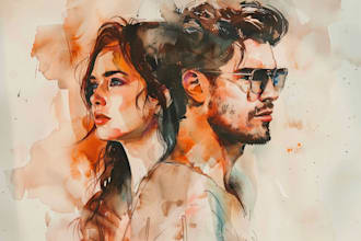 create amazing watercolor couple portraits