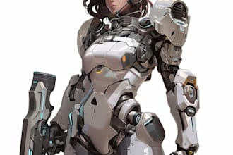 draw a robot and mech concept art for you