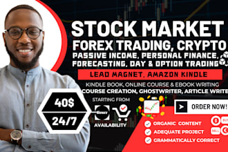 create ebook writing, online course on stock market, forex trading, investment