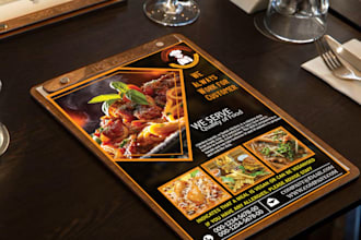 do restaurant menu, catering menu or event flyer and postcard design