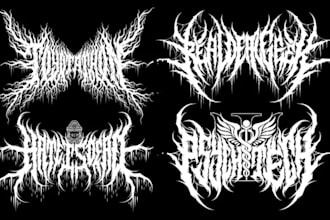 design death metal logo, slamming,gore grind,black metal