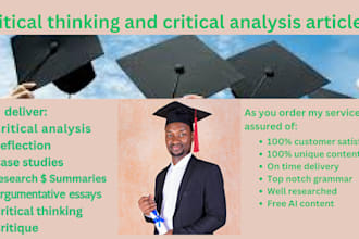 deliver critical thinking and critical analysis articles from any field