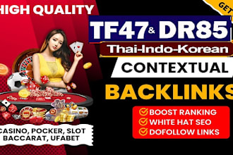 create thailand korea singapore hong kong indonesia high tf DR da SEO backlinks