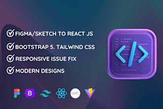 convert figma to react, redux with bootstrap, tailwind CSS, material UI