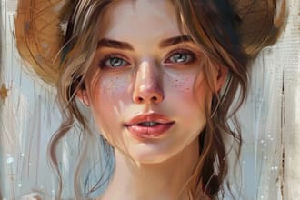 do hand draw realistic digital oil painting portrait