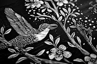 draw illustrations using linocut technique