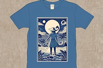 create linocut t shirt design for brands