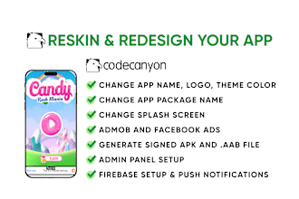 reskin,customize codecanyon android app or flutter app