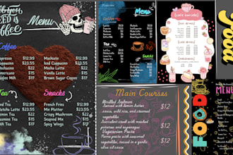 create attractive food menu, poster, flyer and brochure in canva