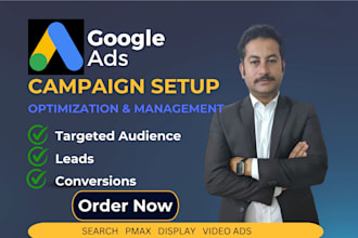 setup google ads adwords, pmax, display and ppc search ads