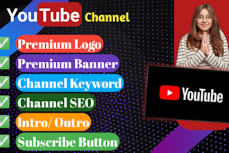create a youtube channel SEO intro outro logo banner art