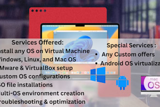 install any operating system in virtual machine or vmware on windows, and mac os