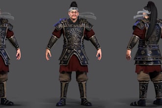 3d game ready character model realistic armor for game, animation or 3d printing