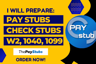 make paystub, pay stub, check stub, w2, 1040 and 1099
