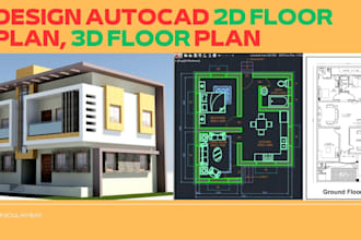 drawings and design autocad 2d floor plan, 3d floor plan