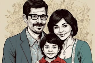 do realistic character logo and friendship portrait