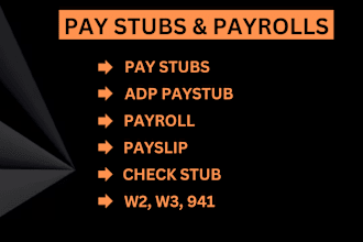 do paystub, adp pay stubs, payroll, check stub and w2 1099 941