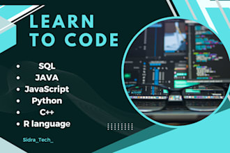 teach you sql, javascript, python, java and r