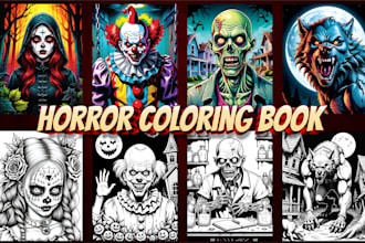 design terrifying fantasy horror coloring book adult coloring pages for KDP
