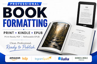 format your manuscript for KDP, ingramspark, lulu and epub