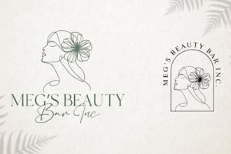 design a unique line art logo for your skin care brand