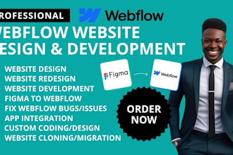 do ecommerce webflow design, redesign, develop responsive website, landing pages
