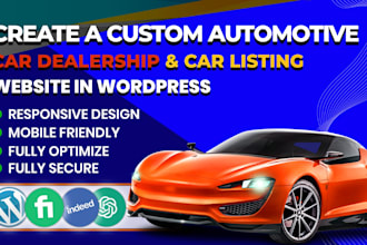 create automotive car listing, car dealership website for your business