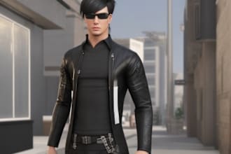 3d second life model,3d mesh,game character cloth, second life clothe wearables