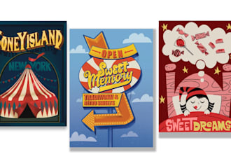 create a retro vintage illustrated poster design