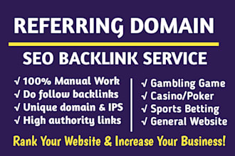 build referring domain SEO backlinks for google top ranking