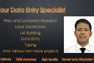 do research, lead generation, list building and data entry